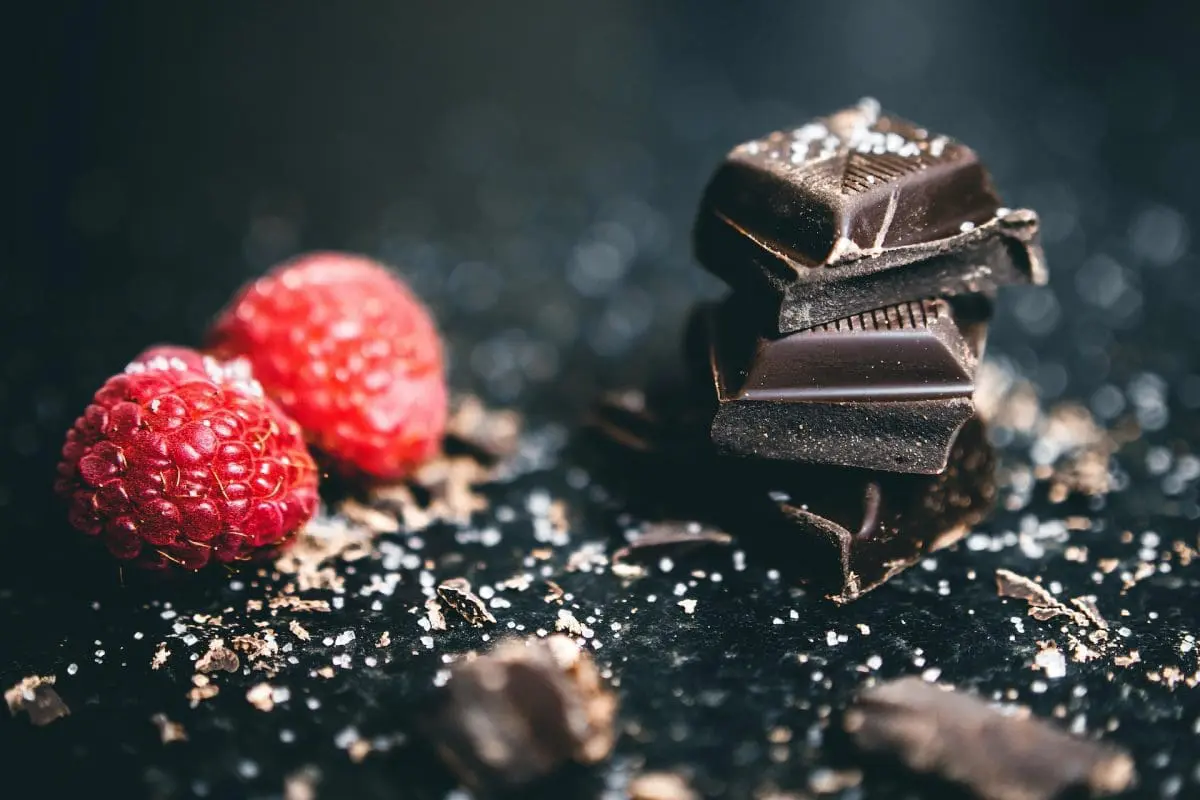 Close up image of dark chocolate