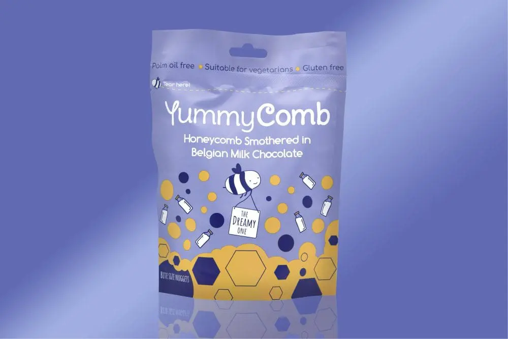 Yummycomb Honeycomb bites smothered in Milk Belgian chocolate pouch bag 100g gluten free