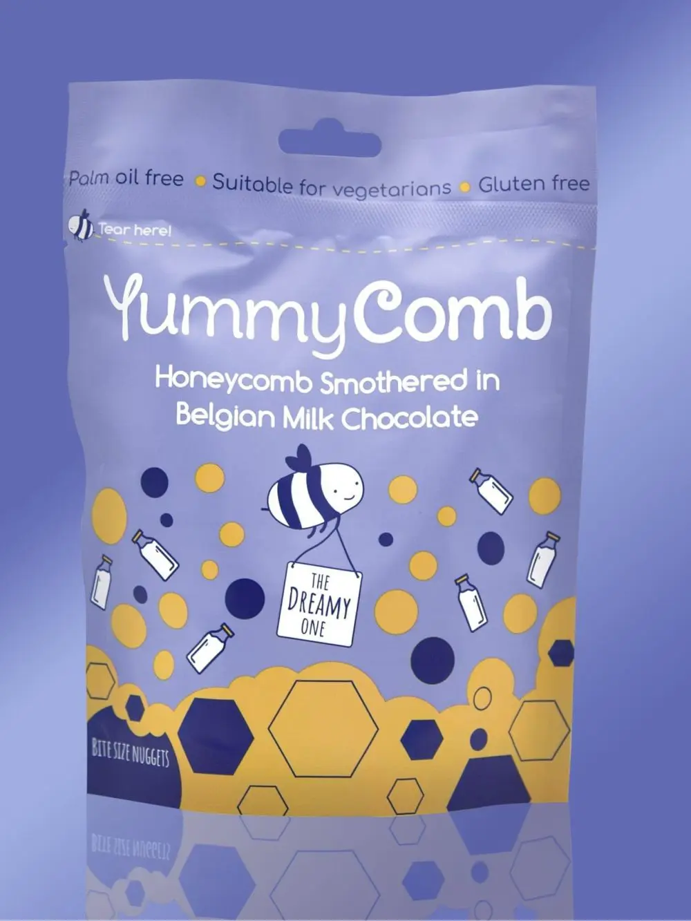 Yummycomb Honeycomb bites smothered in Milk Belgian chocolate pouch bag 100g gluten free