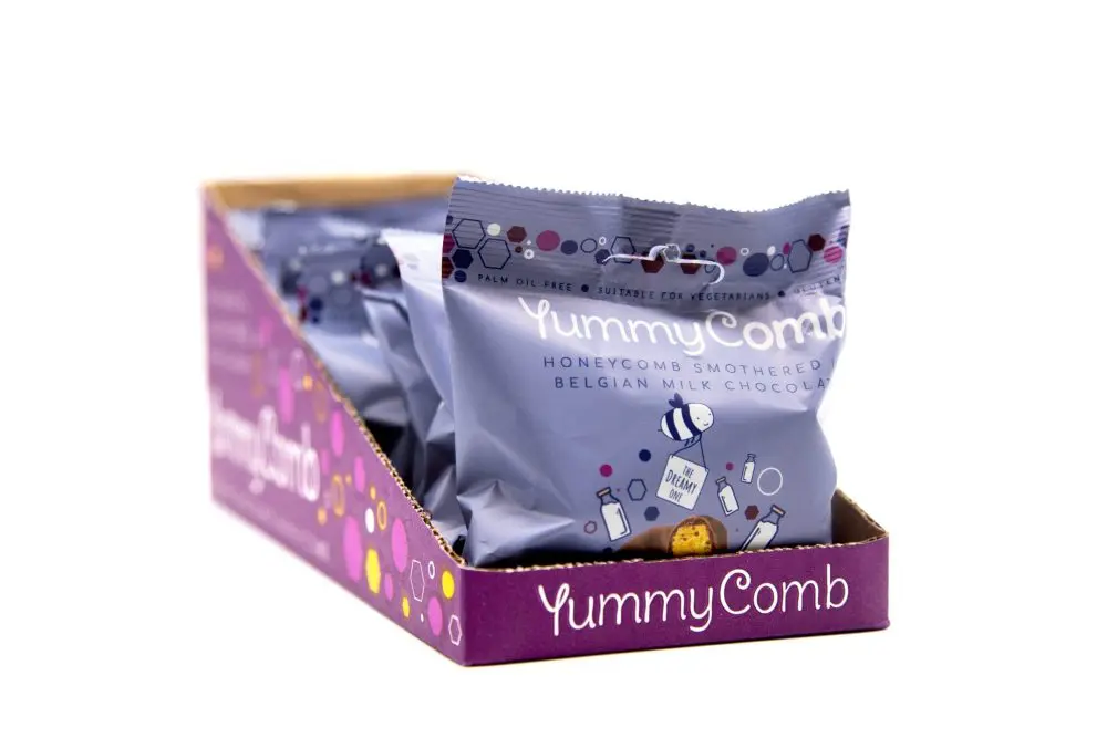 Yummycomb Belgian Milk chocolate honeycomb snack pack gluten fee