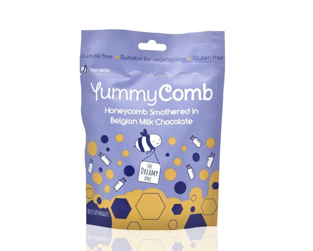 Gluten free Yummycomb Honeycomb bites smothered in Belgian Milk chocolate pouch bag 100g