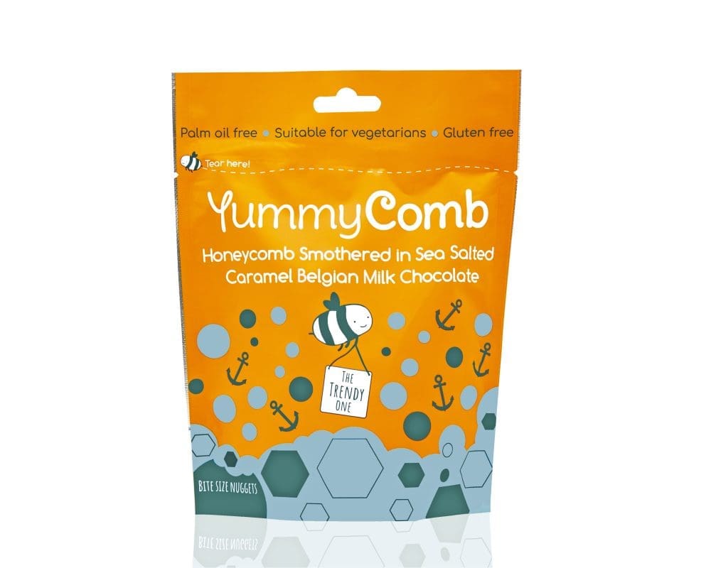 Ymmycomb Honeycomb bites smothered in Sea Salted Caramel Belgian chocolate pouch bag 100g gluten free